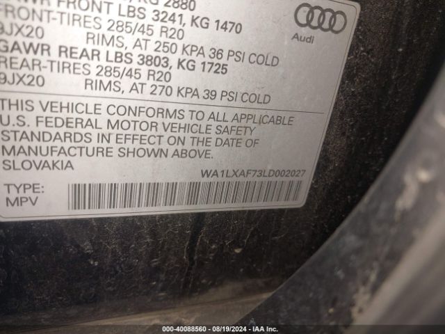 WA1LXAF73LD002027 Audi Q7 Premium Plus 55 Tfsi Quattro Tiptronic
