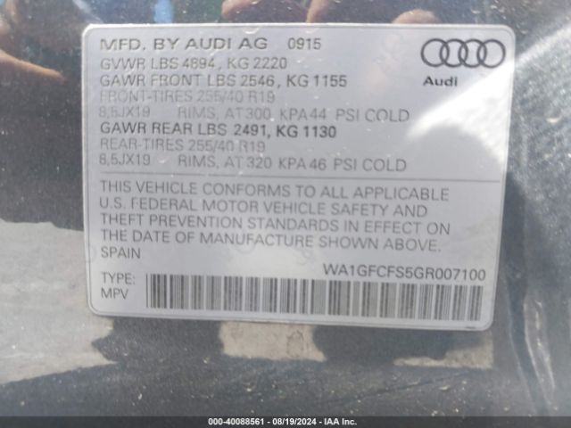 WA1GFCFS5GR007100 Audi Q3 2.0t Premium Plus