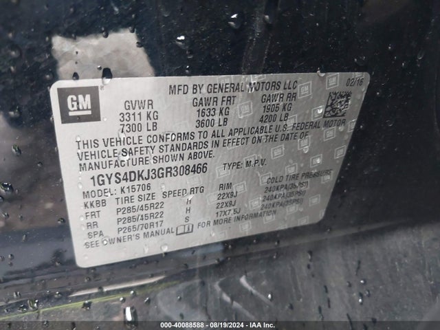 2016 CADILLAC ESCALADE 1GYS4DKJ3GR308466 Photo 8