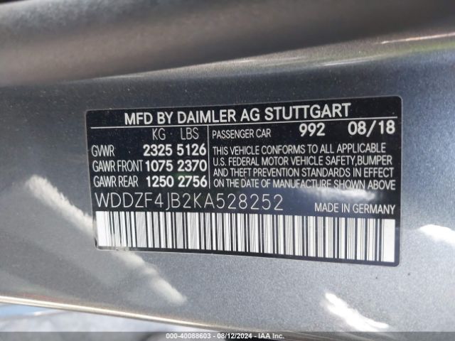 WDDZF4JB2KA528252 Mercedes-Benz E 300