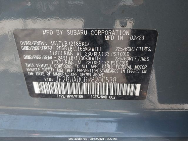JF2GUADC6R8200538 Subaru Crosstrek Premium