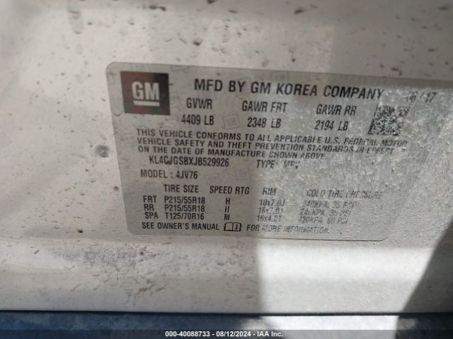 KL4CJGSBXJB529926 Buick Encore Essence