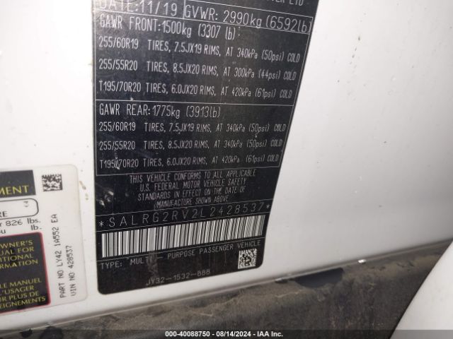 SALRG2RV2L2428537 Land Rover Discovery Se