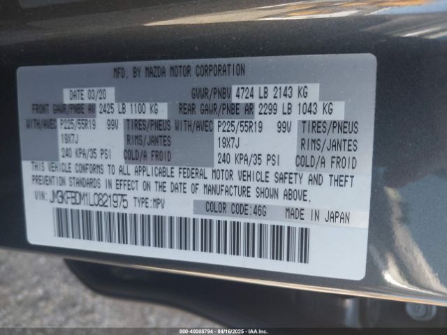 JM3KFBDM1L0821975 Mazda Cx-5 Grand Touring