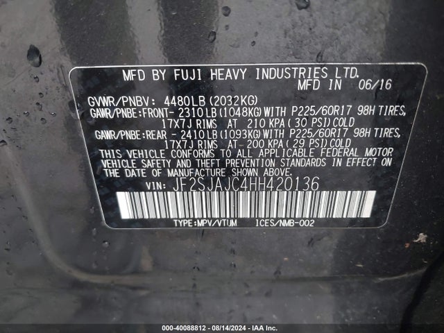 JF2SJAJC4HH420136 Subaru Forester 2.5i Limited