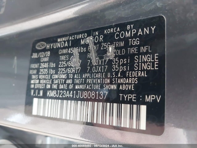 Hyundai TUCSON SE 2018 KM8J23A41JU808137 Image 9