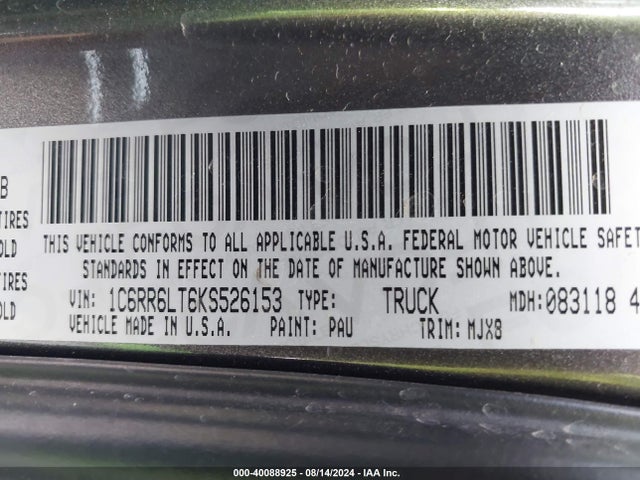 1C6RR6LT6KS526153 RAM 1500 Classic Lone Star  4x2 5'7 Box