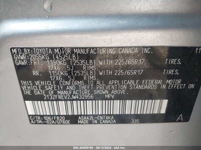 Toyota RAV4 LE 2018 2T3ZFREV2JW432956 Image 9