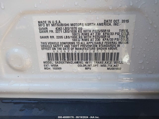 2015 MITSUBISHI OUTLANDER SPORT 4A4AR3AU9FE057511 Photo 8
