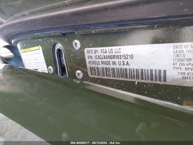 2021 JEEP WRANGLER 1C4GJXAN6MW815210 Photo 8