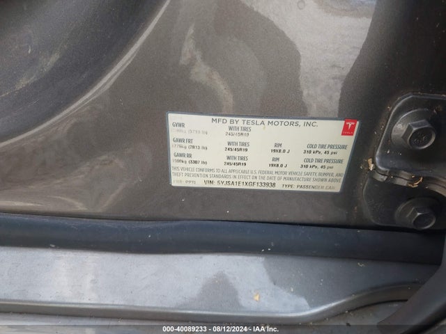 Tesla Model S 60/70/75/85 2016 5YJSA1E1XGF133938 Image 9