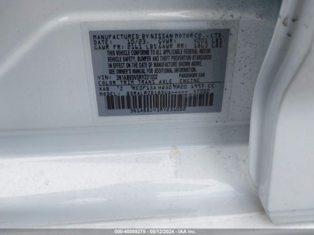 3N1AB8DV5RY231002 Nissan Sentra Sr Xtronic Cvt