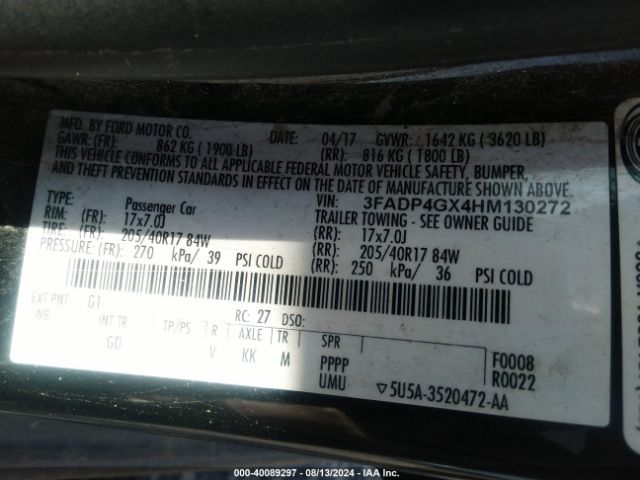 3FADP4GX4HM130272 Ford FIESTA ST