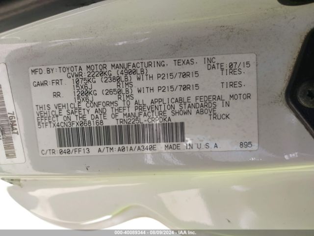 5TFTX4CN3FX068168 Toyota Tacoma