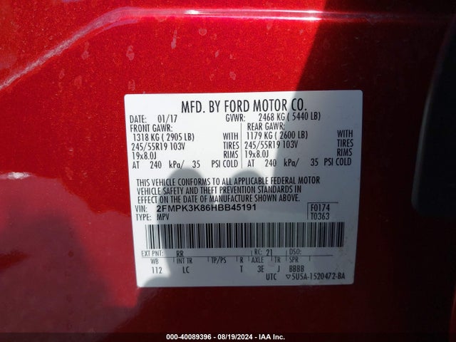 Ford Edge Titanium 2017 2FMPK3K86HBB45191 Image 9