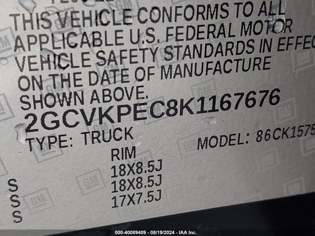 Chevrolet Silverado 1500 Ld Lt 2019 2GCVKPEC8K1167676 Image 9