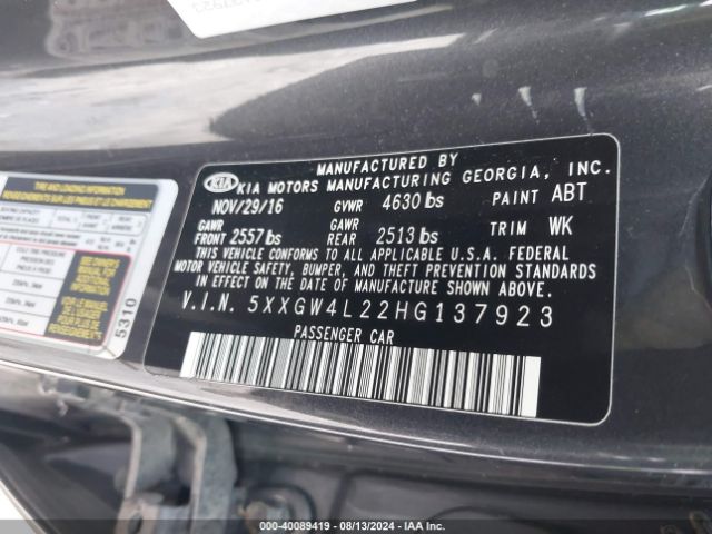 5XXGW4L22HG137923 KIA Optima Sx Turbo