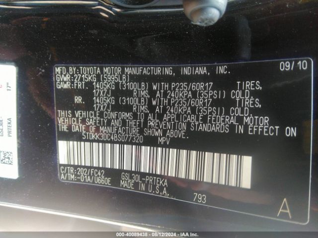 2011 TOYOTA SIENNA 5TDKK3DC4BS077320 Photo 8