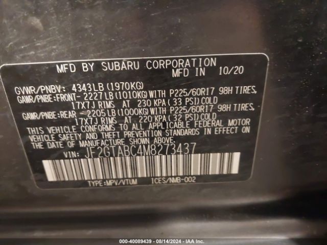 JF2GTABC4M8273437 Subaru Crosstrek