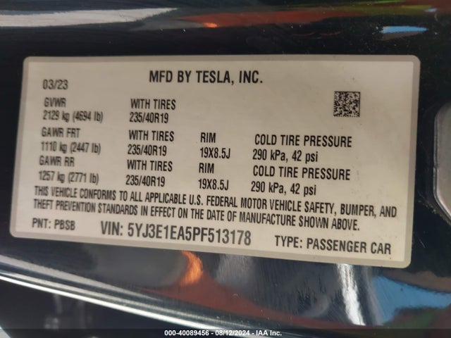 2023 TESLA MODEL 3 5YJ3E1EA5PF513178 Photo 8