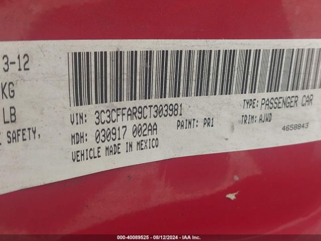 2012 FIAT 500 3C3CFFAR9CT303981 Photo 8