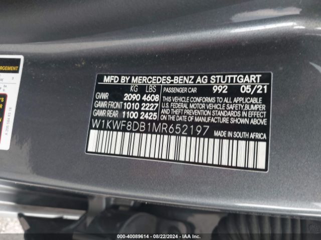 W1KWF8DB1MR652197 Mercedes-Benz C 300 Sedan