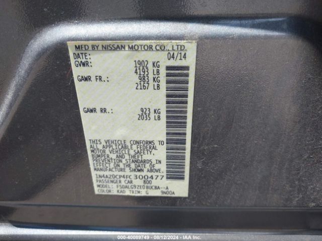 1N4AZ0CP4FC300477 Nissan Leaf Sl
