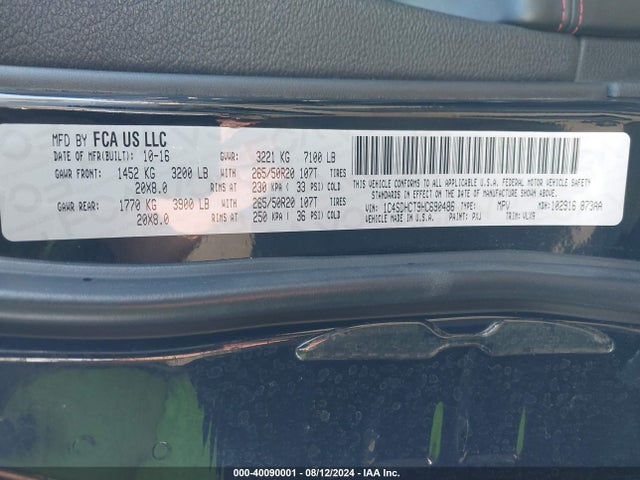 Dodge Durango R/t Rwd 2017 1C4SDHCT9HC690486 Image 9