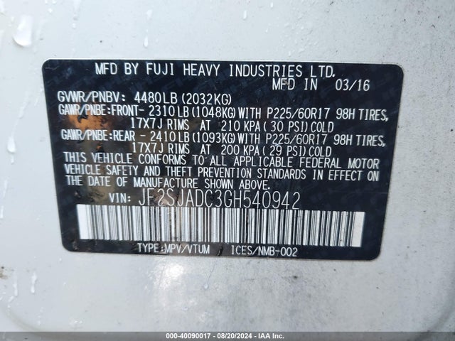 Subaru Forester 2.5i Premium 2016 JF2SJADC3GH540942 Image 9