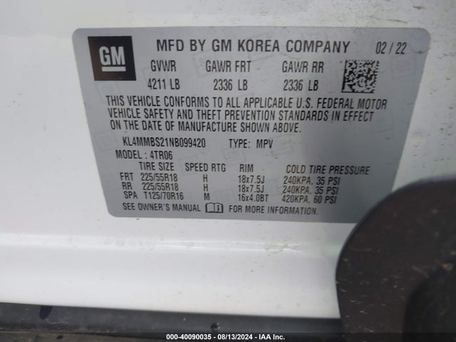 KL4MMBS21NB099420 Buick Encore Gx Fwd Preferred