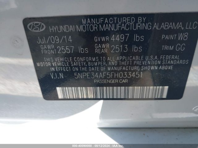 5NPE34AF5FH033451 Hyundai Sonata Limited