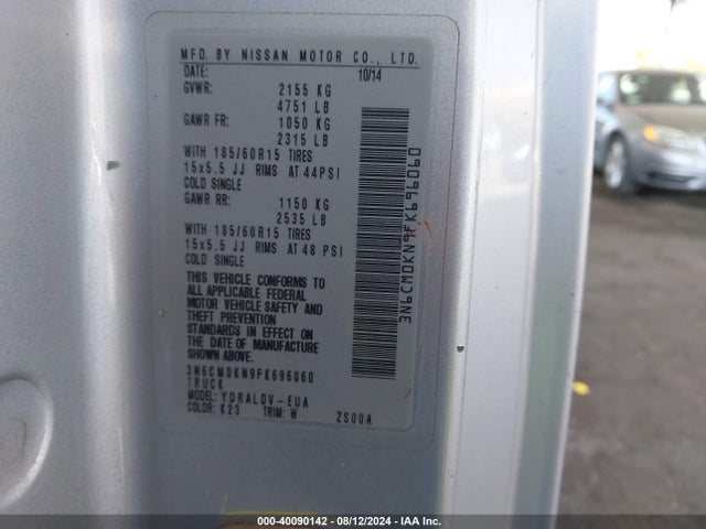 Nissan Nv200 S 2015 3N6CM0KN9FK696060 Image 9