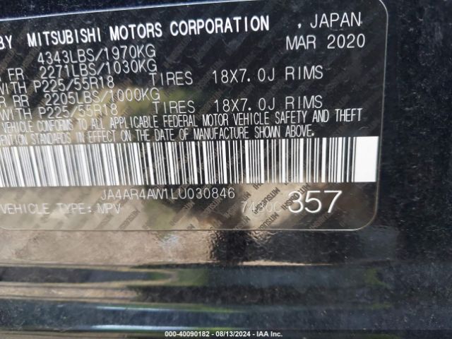 JA4AR4AW1LU030846 Mitsubishi Outlander Sport 2.4 Gt Awc