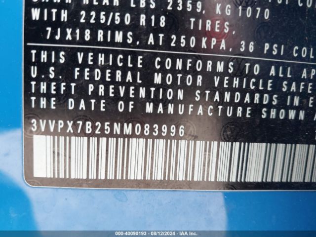 3VVPX7B25NM083996 Volkswagen Taos 1.5t Se