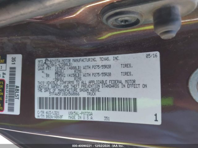5TFAW5F18GX560866 Toyota Tundra 1794 5.7l V8