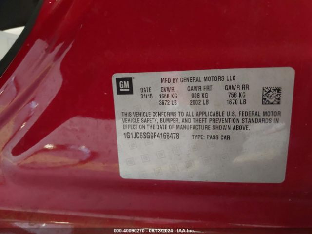1G1JC6SG9F4168478 Chevrolet Sonic Lt Auto