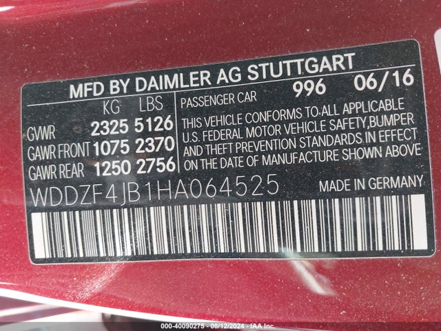 WDDZF4JB1HA064525 Mercedes-Benz E 300