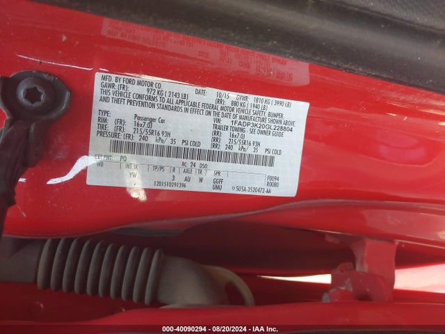 Ford FOCUS SE 2016 1FADP3K20GL228804 Image 9