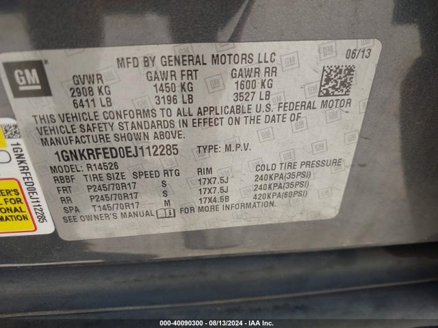Chevrolet Traverse Ls 2014 1GNKRFED0EJ112285 Image 9