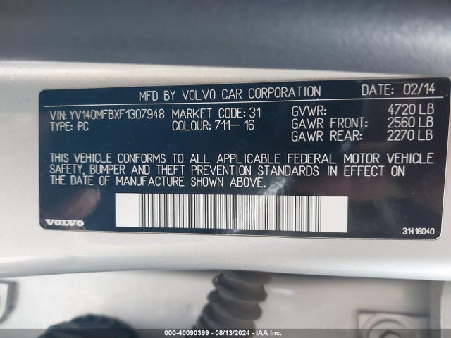 Volvo S60 T5 Premier 2015 YV140MFBXF1307948 Image 9