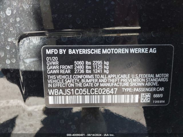 WBAJS1C05LCE02647 BMW 540I