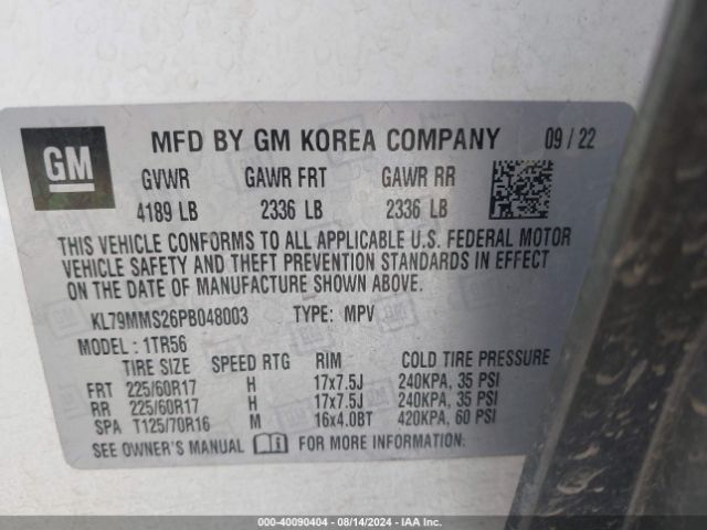 KL79MMS26PB048003 Chevrolet Trailblazer Fwd Ls