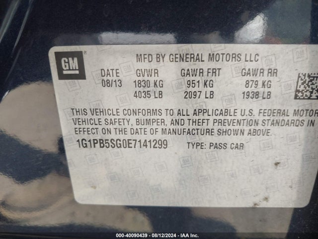 Chevrolet Cruze Ls Manual 2014 1G1PB5SG0E7141299 Image 9