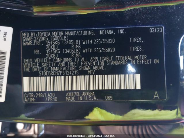 2023 TOYOTA HIGHLANDER 5TDEBRCH7PS124215 Photo 8