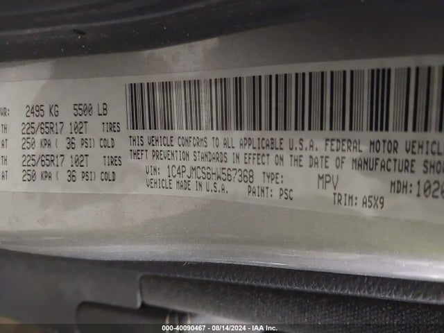 1C4PJMCS6HW567368 Jeep Cherokee Latitude 4x4