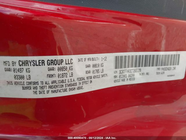 2012 FIAT 500 3C3CFFAR3CT265129 Photo 8