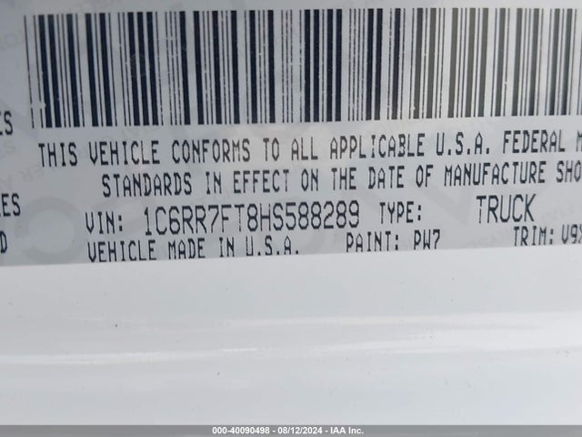 1C6RR7FT8HS588289 RAM 1500 Tradesman Quad Cab 4x4 6'4 Box