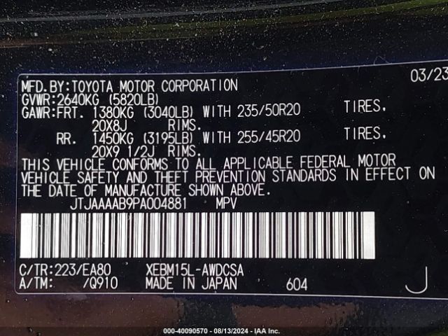 JTJAAAAB9PA004881 Lexus Rz 450e Premium