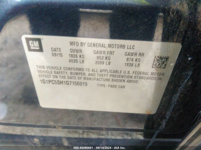 1G1PC5SH1G7156919 Chevrolet luw - e85 max