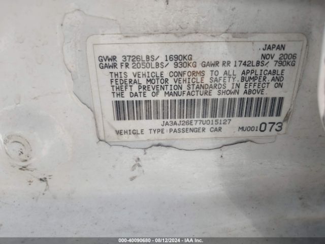 2007 MITSUBISHI LANCER JA3AJ26E77U015127 Photo 8